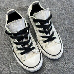 Girls Converse Size 1 Sneakers‎ Cactus Print White Low All Stars